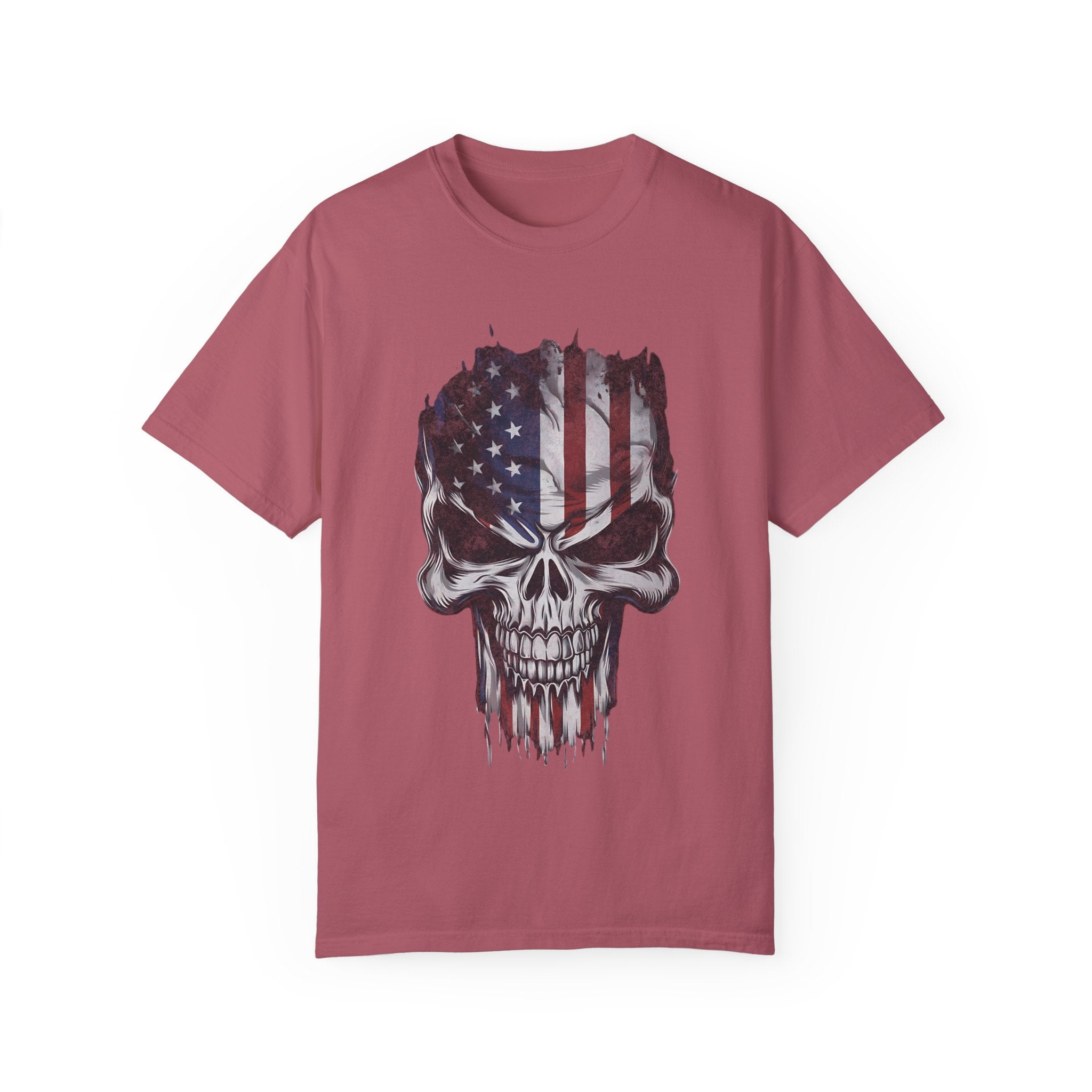 America Skull Face US Flag T-shirt