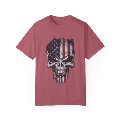 America Skull Face US Flag T-shirt