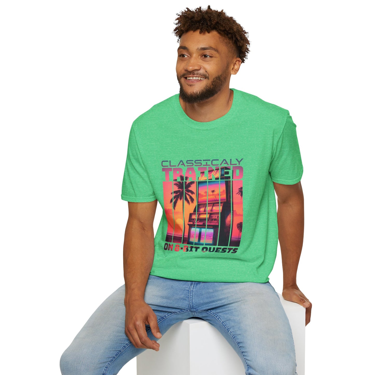 Synthwave Retro Classically Trained on 8-Bit Quests Arcade T-Shirt