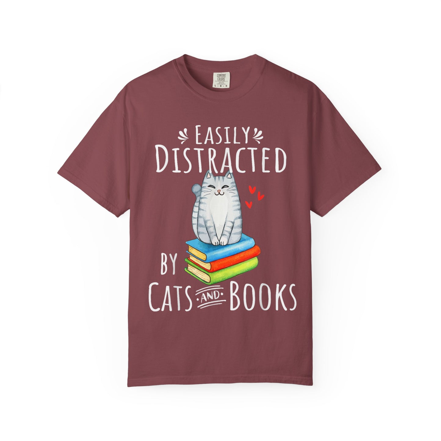 Easily Distracted by Books and Cats T-shirt