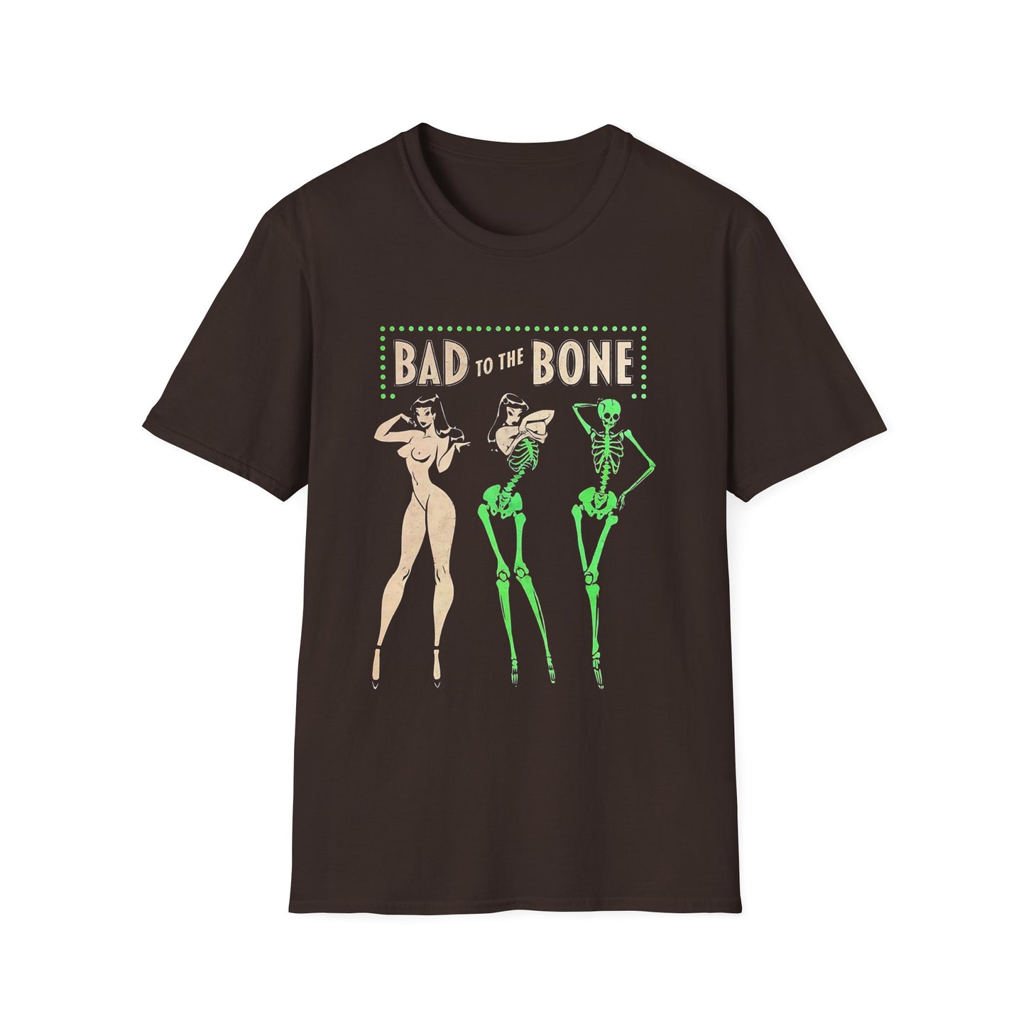 Bad to the Bone Halloween Skeleton Woman Baddie T-Shirt