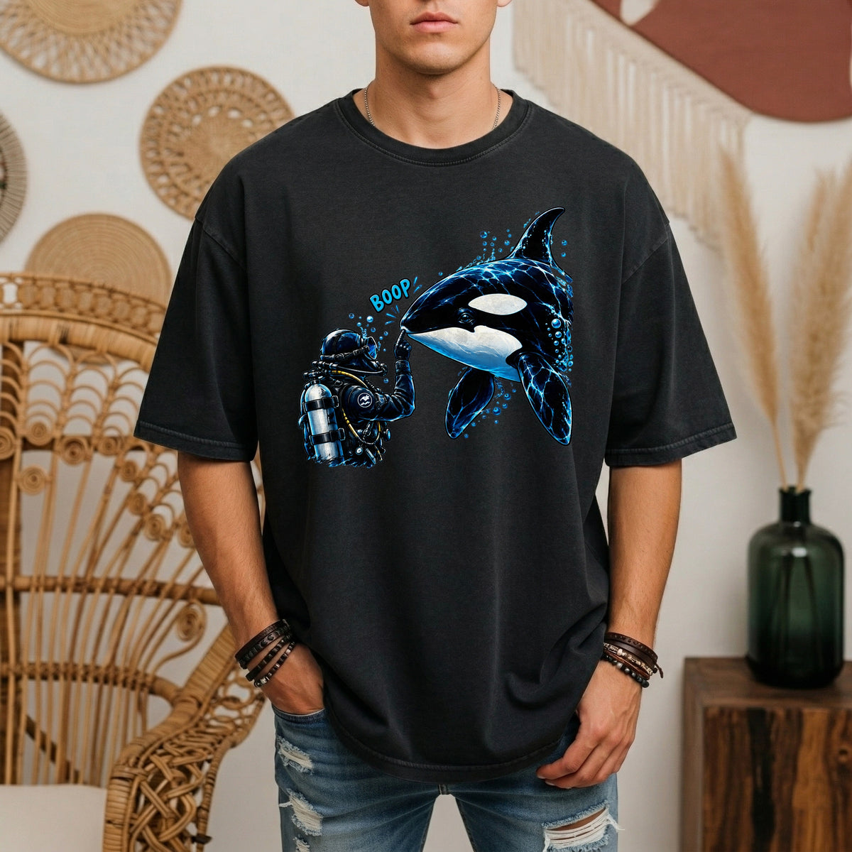 Orca Boop Snoot Shirt, Scuba Diver T Shirt, Killer Whale Tee, Ocean Lover Gift, Marine Biology Shirt | Comfort Colors® T-Shirt
