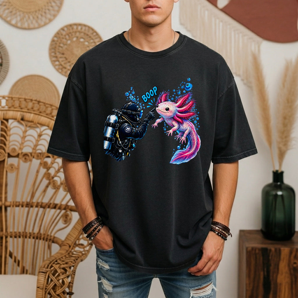 Axolotl Scuba Diver Shirt, Funny Boop The Snoot Tee, Cute Amphibian Lover Gift, Ocean Animal Apparel | Comfort Colors® T-Shirt