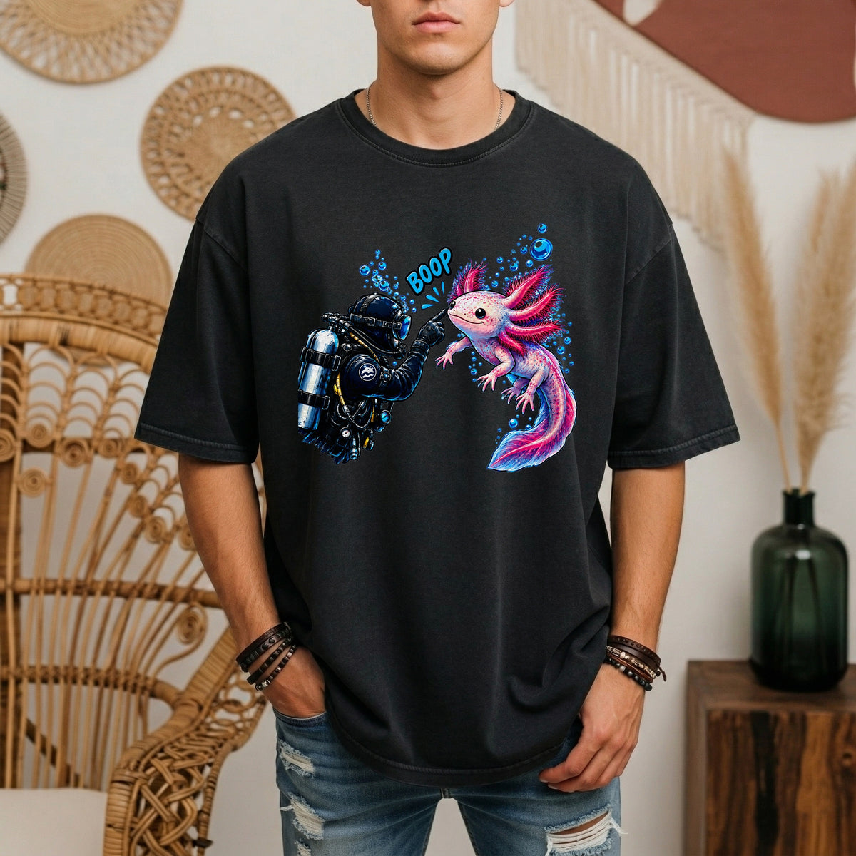Axolotl Scuba Diver Shirt, Funny Boop The Snoot Tee, Cute Amphibian Lover Gift, Ocean Animal Apparel | Comfort Colors® T-Shirt