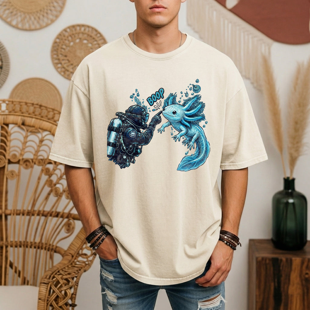 Axolotl Scuba Diving Shirt, Cute Amphibian Tee, Ocean Diver Gift, Scuba Diving Apparel, Water Animal Top | Comfort Colors® T-Shirt