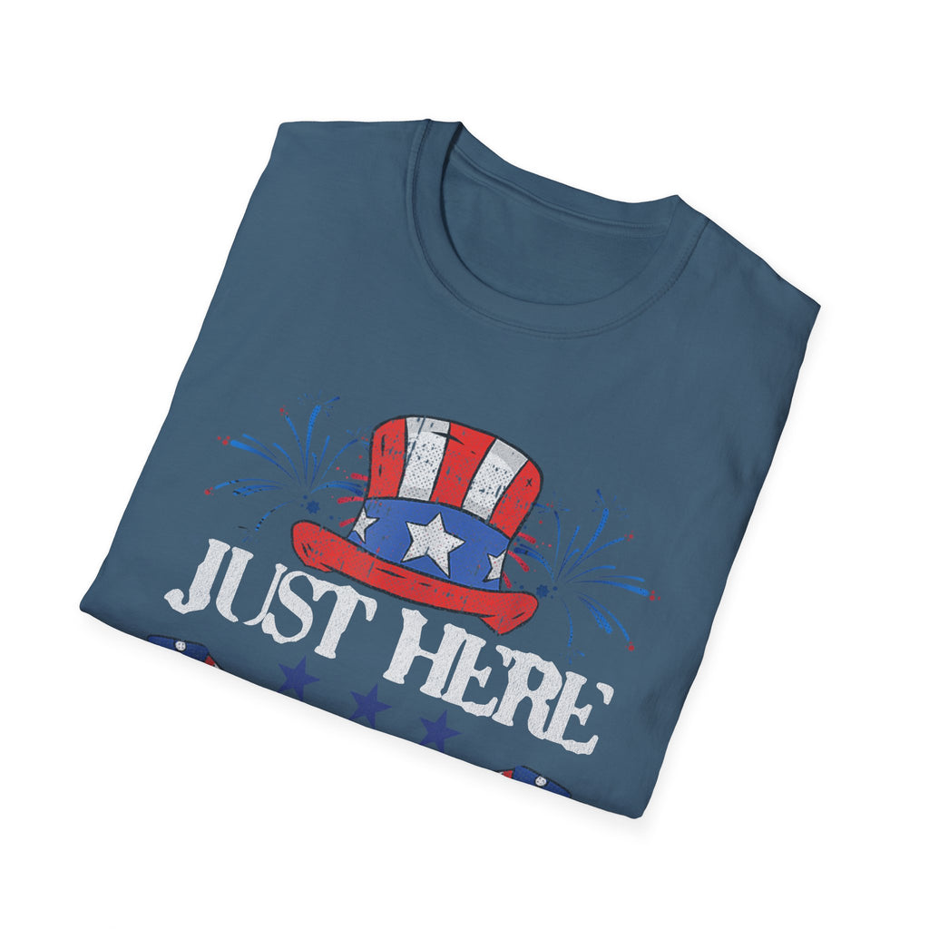 Just Here to Bang 4th of July Adult T-Shirt