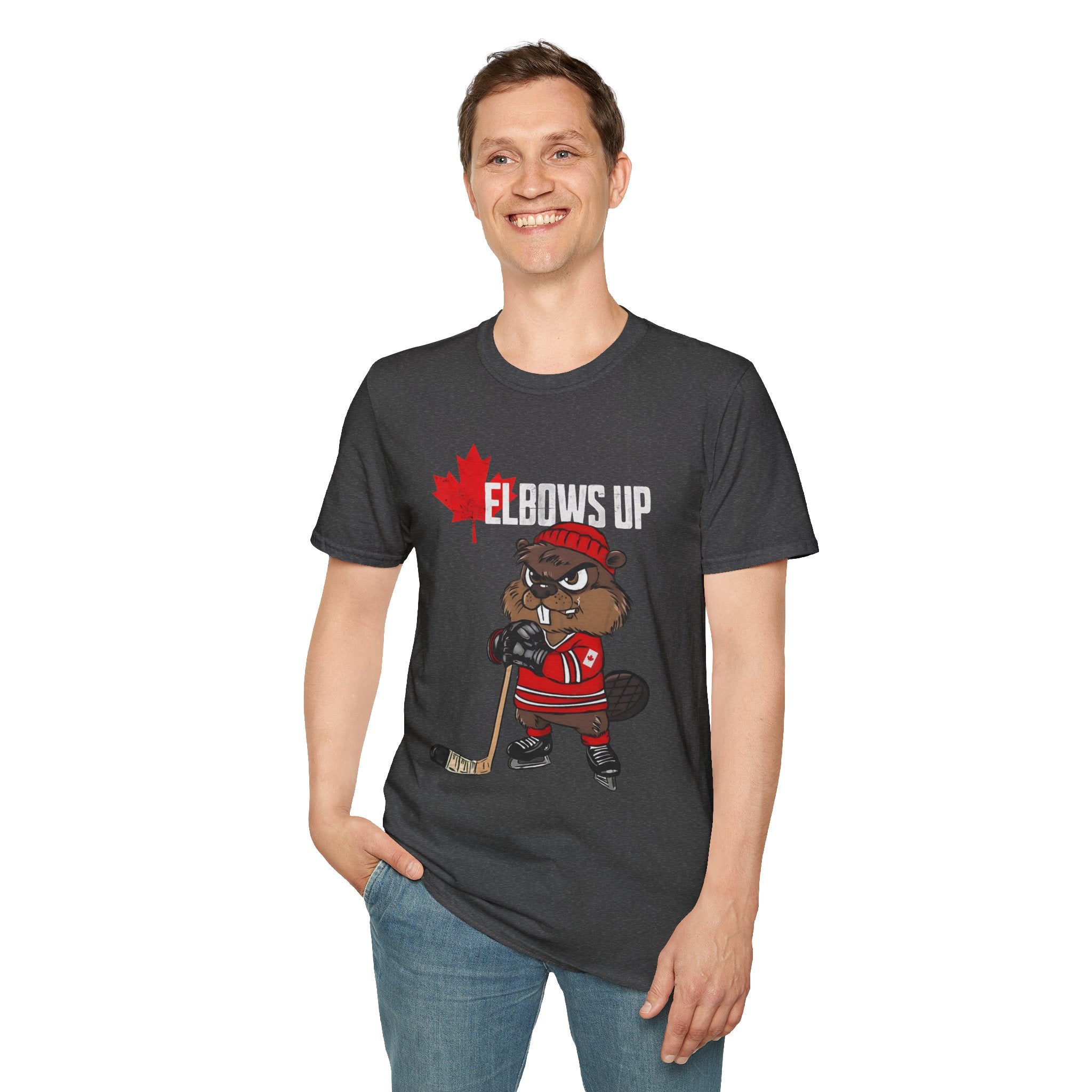 Beaver Hockey Elbows Up Canada Graphic Shirt