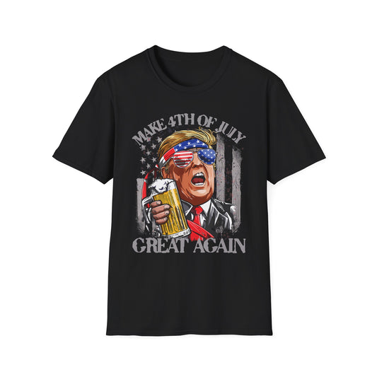 Make 4th of July Great Again Trump Beer Drinking T-Shirt