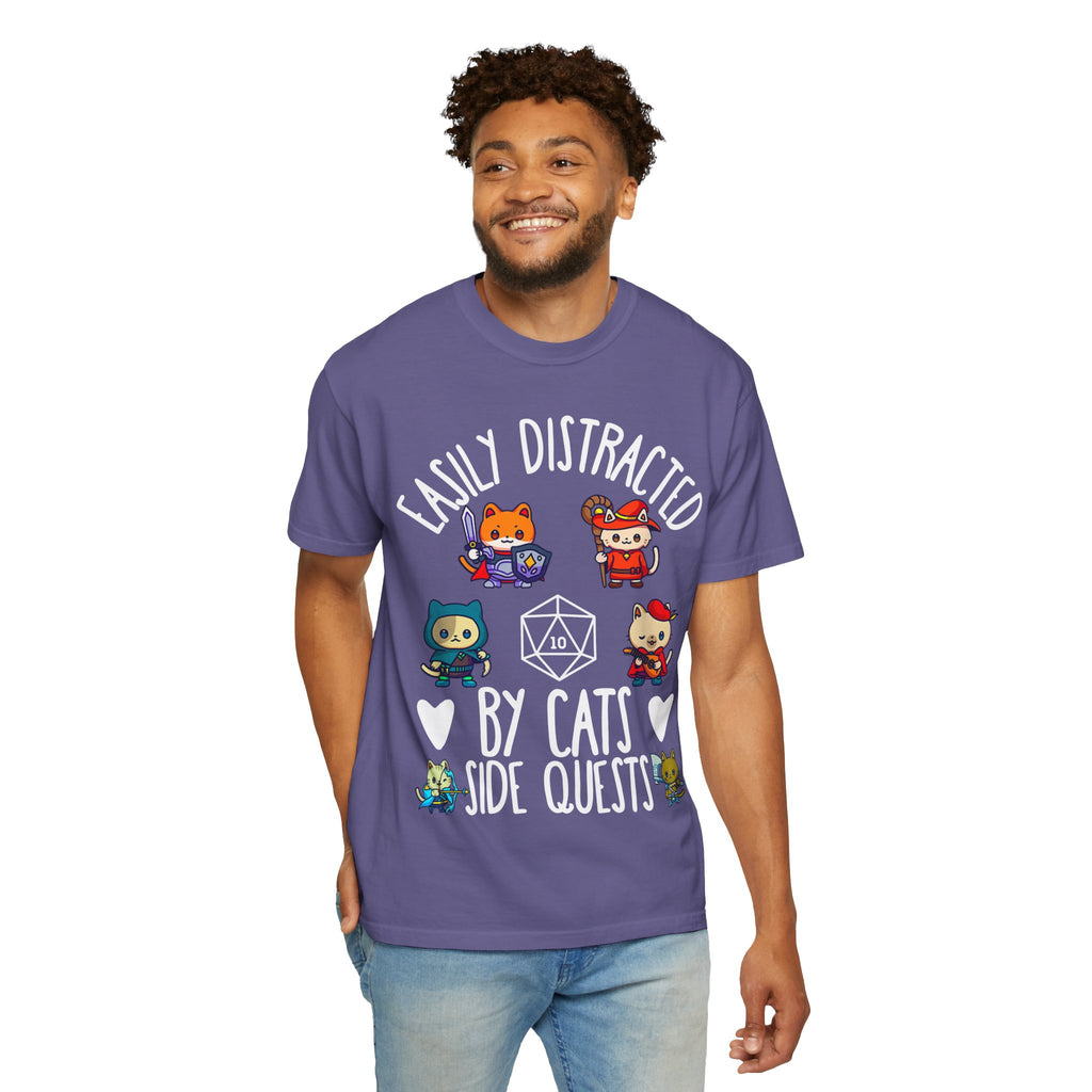 Easily Distracted by Cats and Side Quests T-shirt