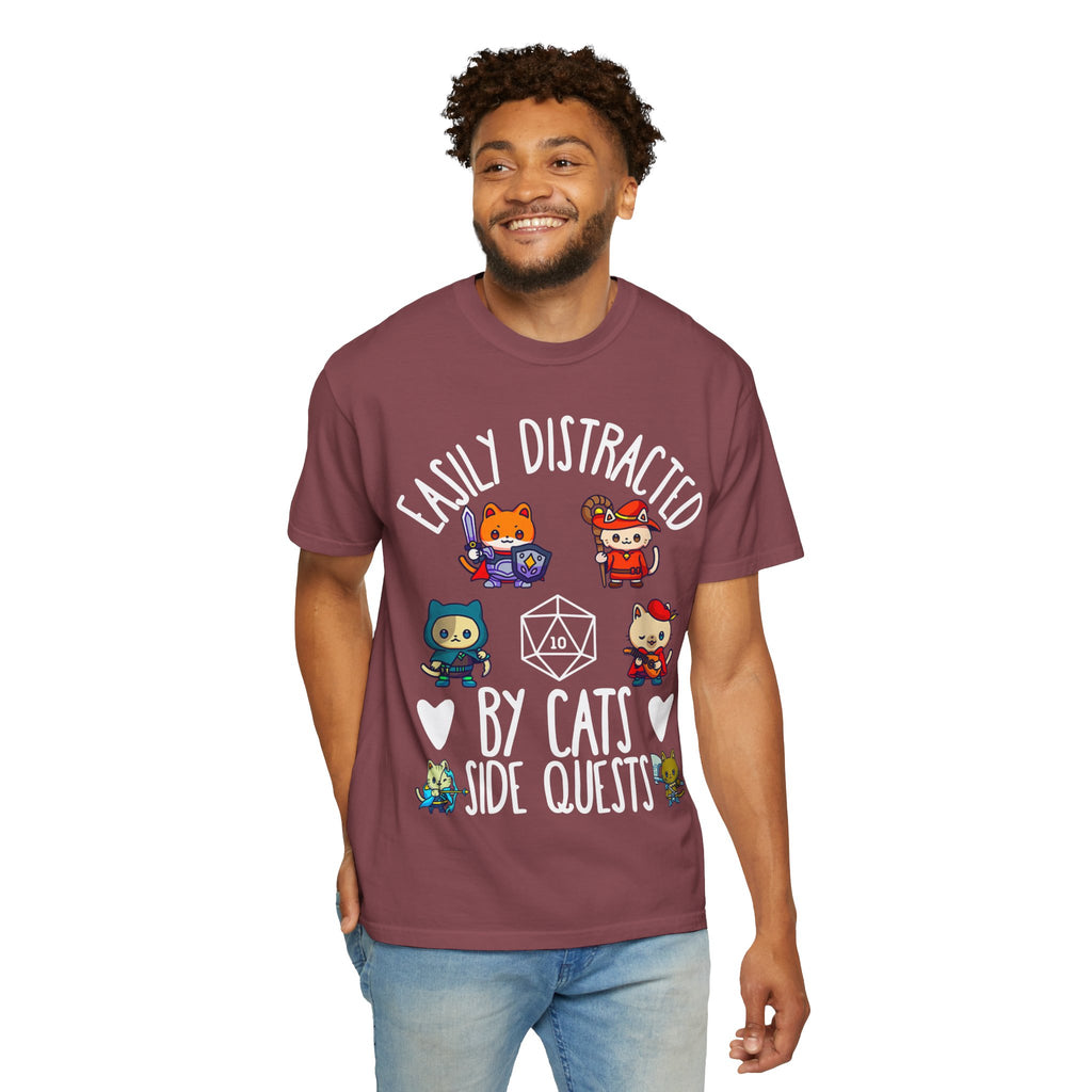 Easily Distracted by Cats and Side Quests T-shirt