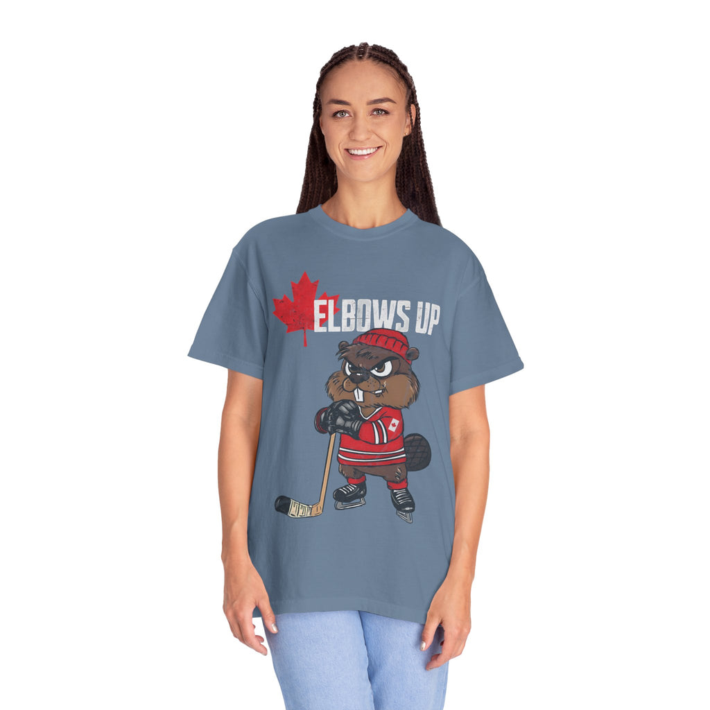 Elbows Up Canada Beaver Hockey Player T-shirt