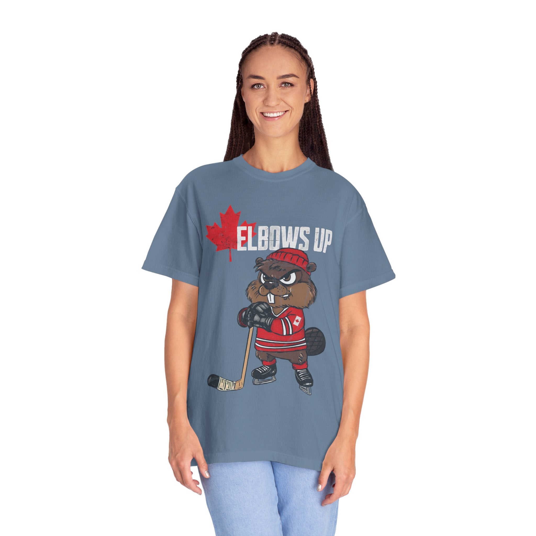 Elbows Up Canada Beaver Hockey Player T-shirt