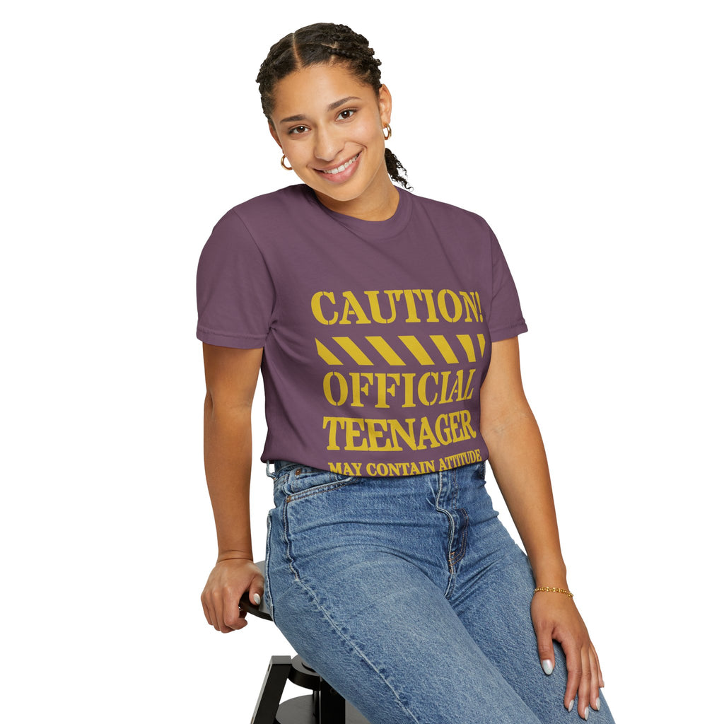 Caution! Official Teenager T-Shirt — 'May Contain Attitude' Youth Graphic Tee
