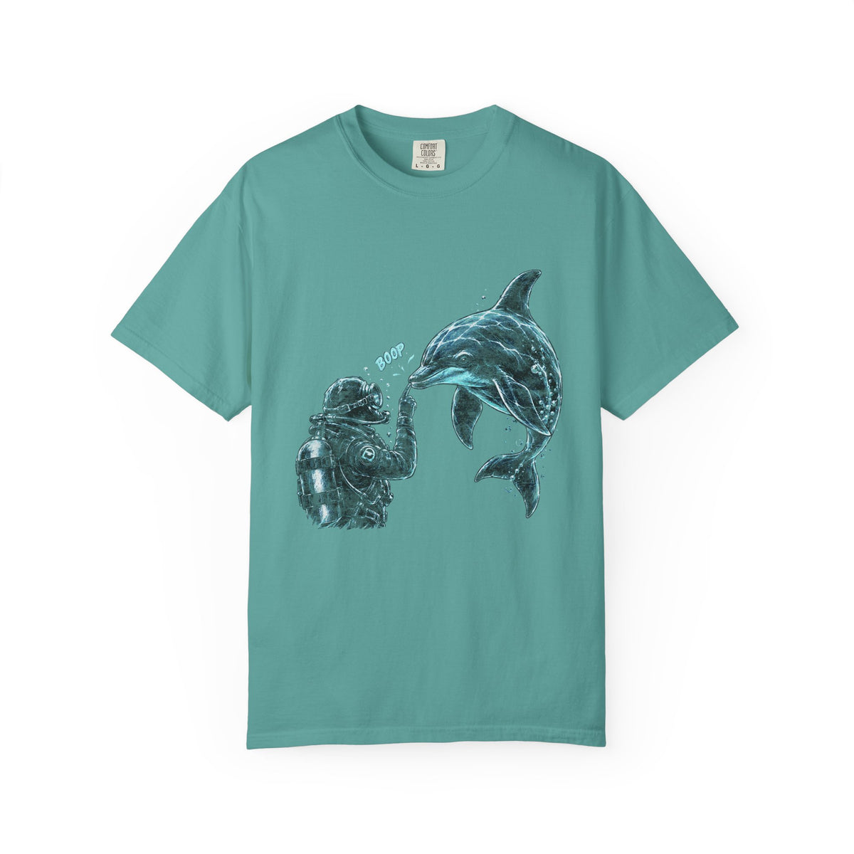 Scuba Diver Dolphin Shirt, Vintage Ocean Graphic Tee, Deep Sea Diver Gift, Cute Marine Life Apparel, Scuba Diving Lover Top | Comfort Col...