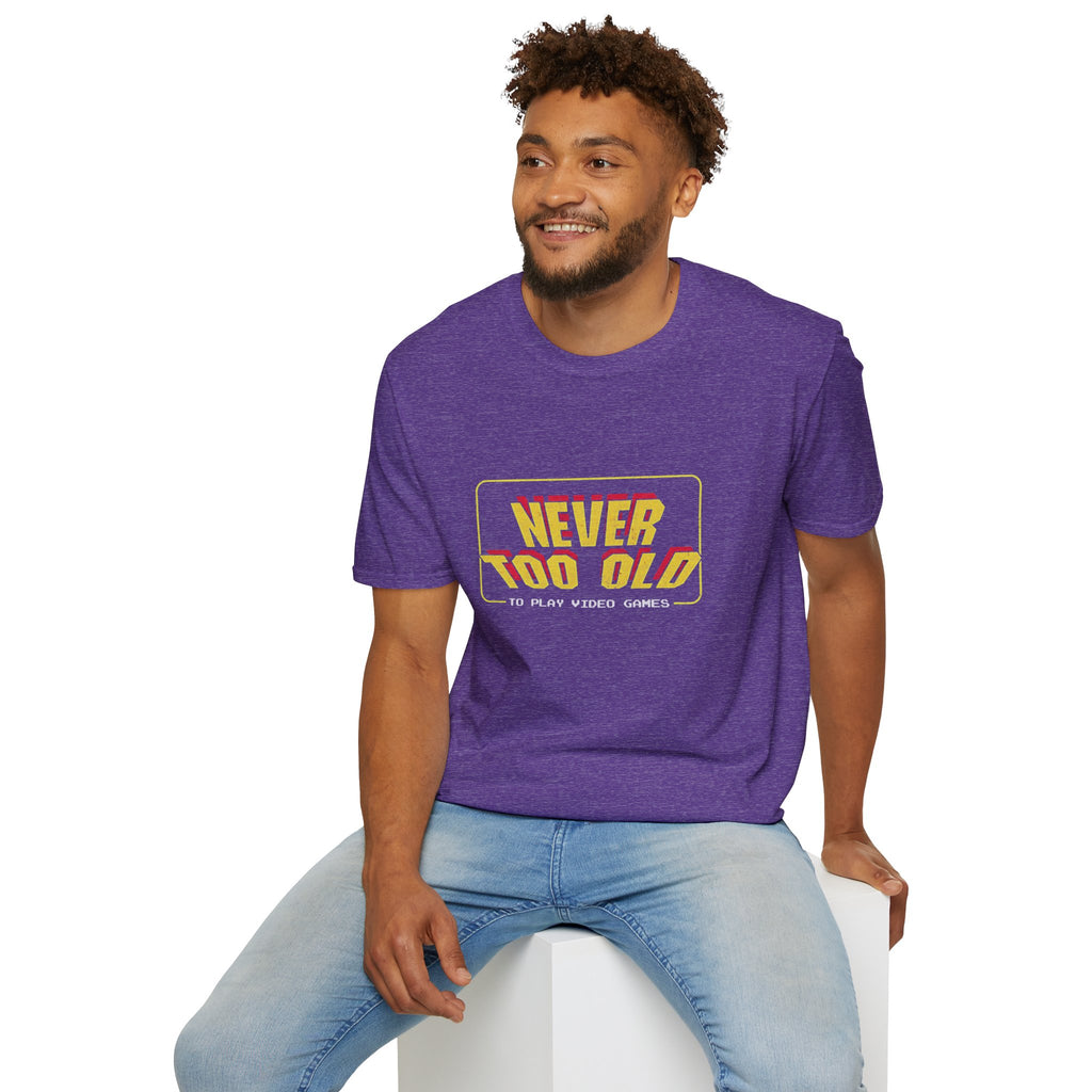 Never Too Old to Play Video Games Funny Retro Gamer T-Shirt
