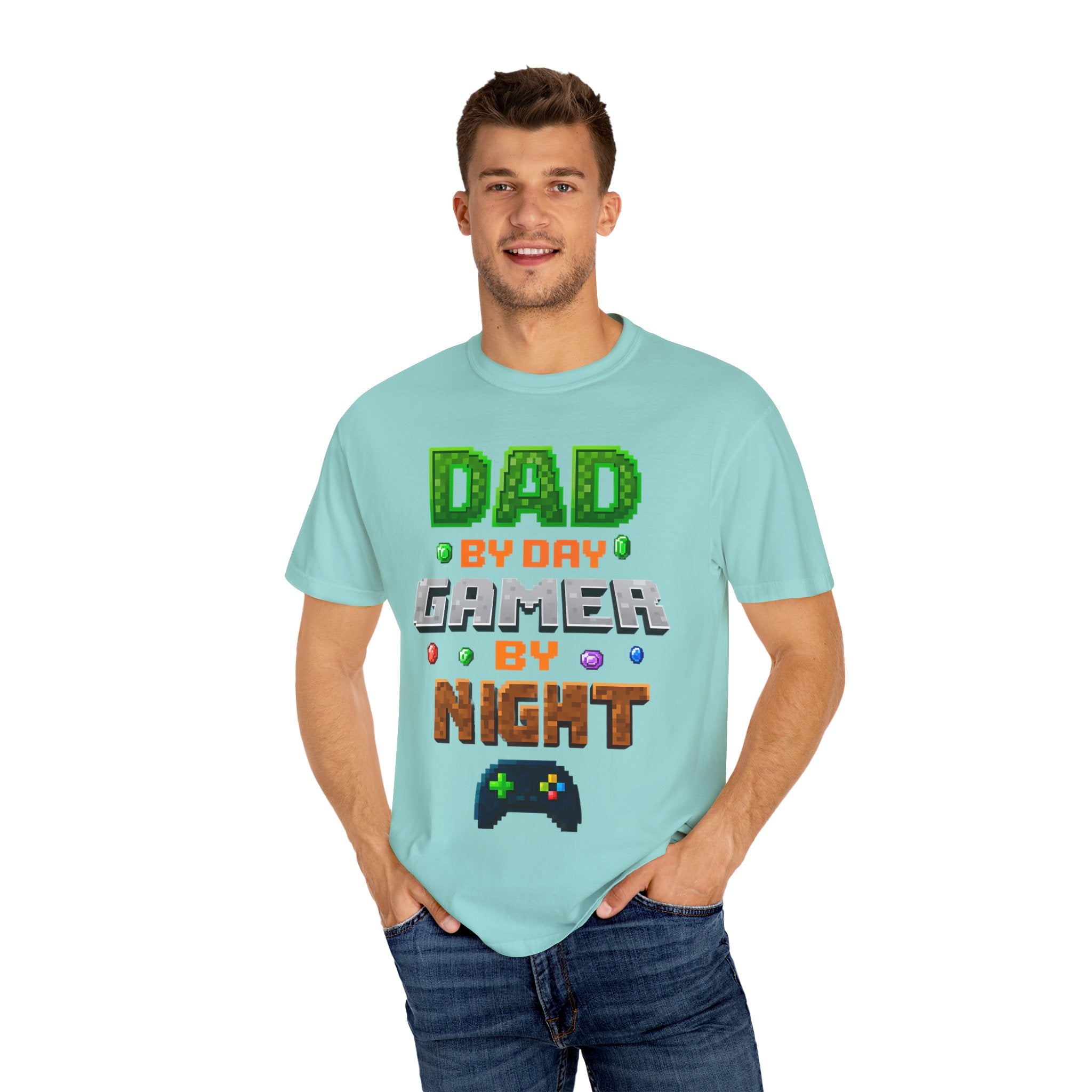 Dad By Day, Gamer By Night – Pixel Hero T-shirt