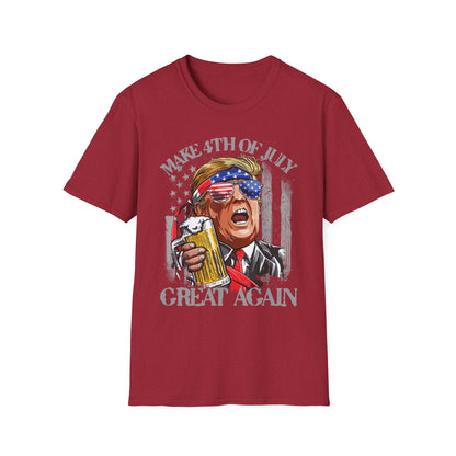 Make 4th of July Great Again Trump Beer Drinking T-Shirt