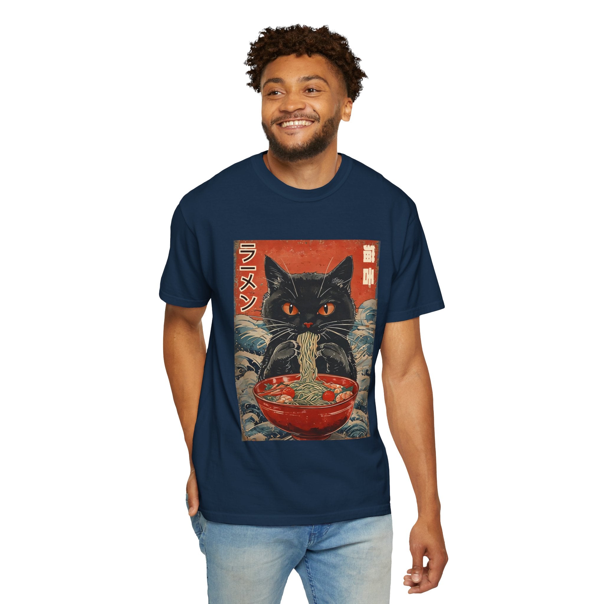 Japanese Cat Eating Ramen T-shirt