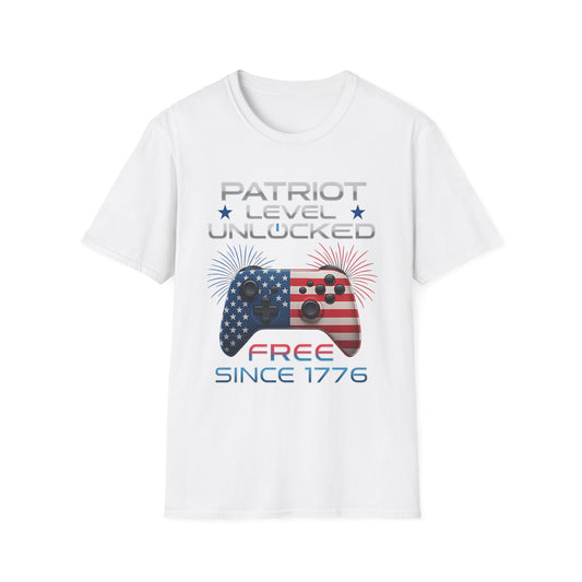 Gamer Level Unlocked Patriot 4th Of July Gaming T-Shirt