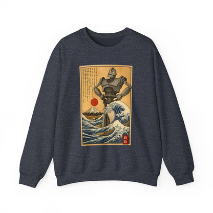 Mecha Shadows Over Fuji Retro Anime Sweatshirt