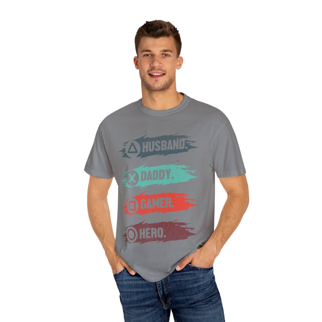 Husband Daddy Gamer Hero Funny Dad Gamer T-shirt