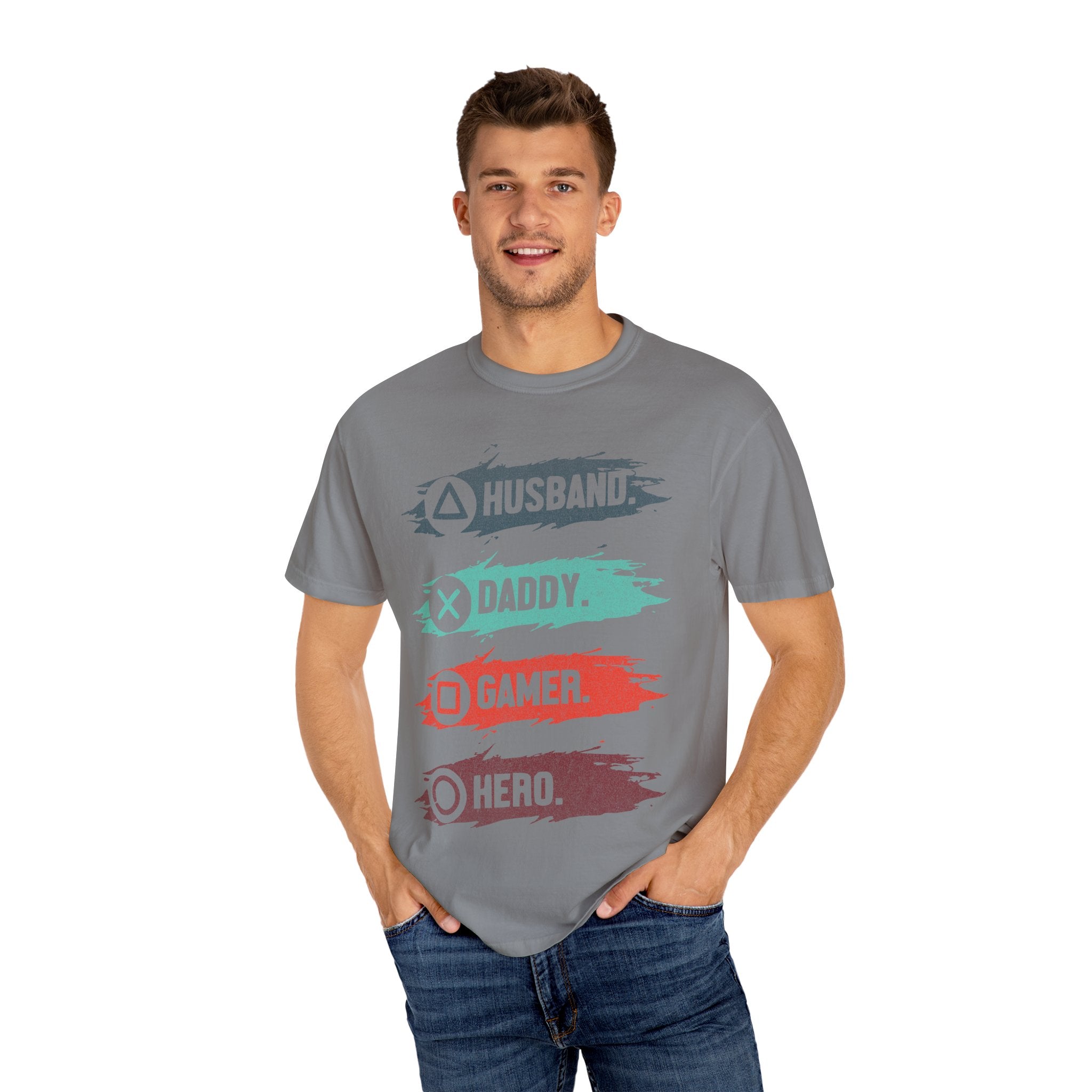 Husband Daddy Gamer Hero Funny Dad Gamer T-shirt