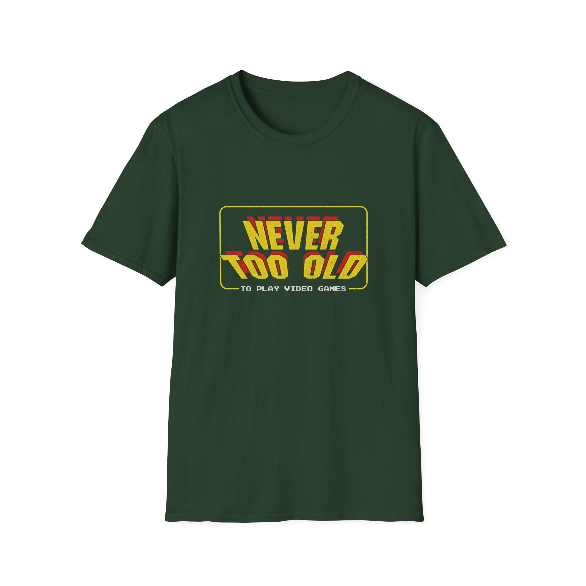 Never Too Old to Play Video Games Funny Retro Gamer T-Shirt