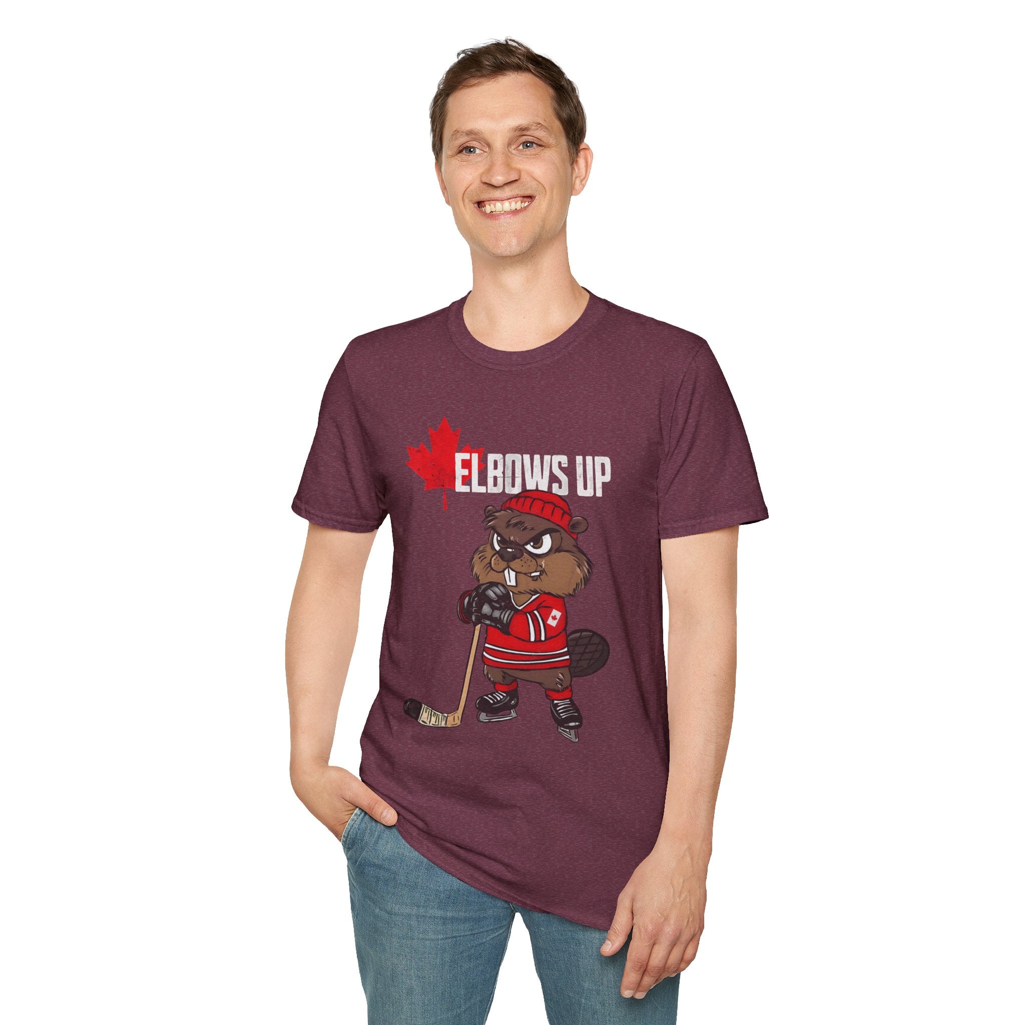 Beaver Hockey Elbows Up Canada Graphic Shirt