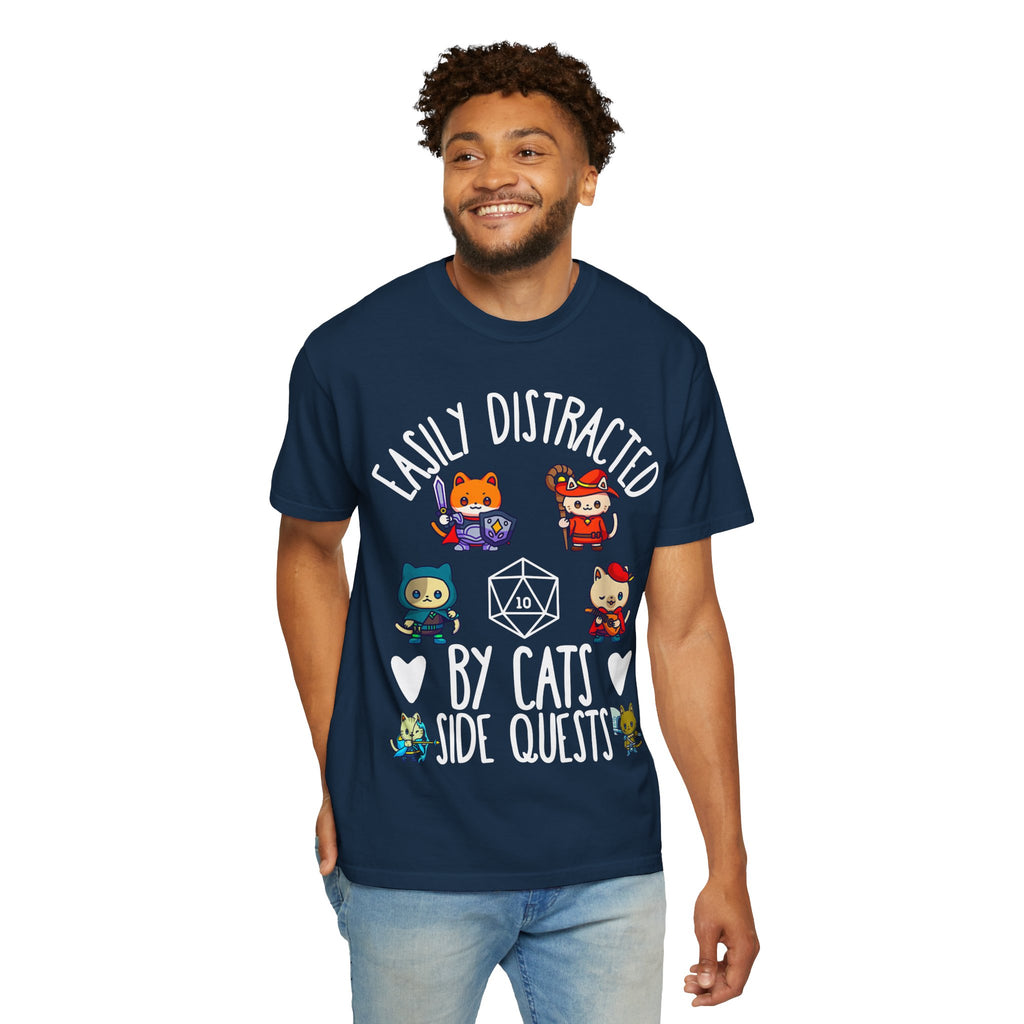 Easily Distracted by Cats and Side Quests T-shirt