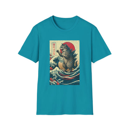 Japan Wave Landscape Catzilla Kaiju T-Shirt