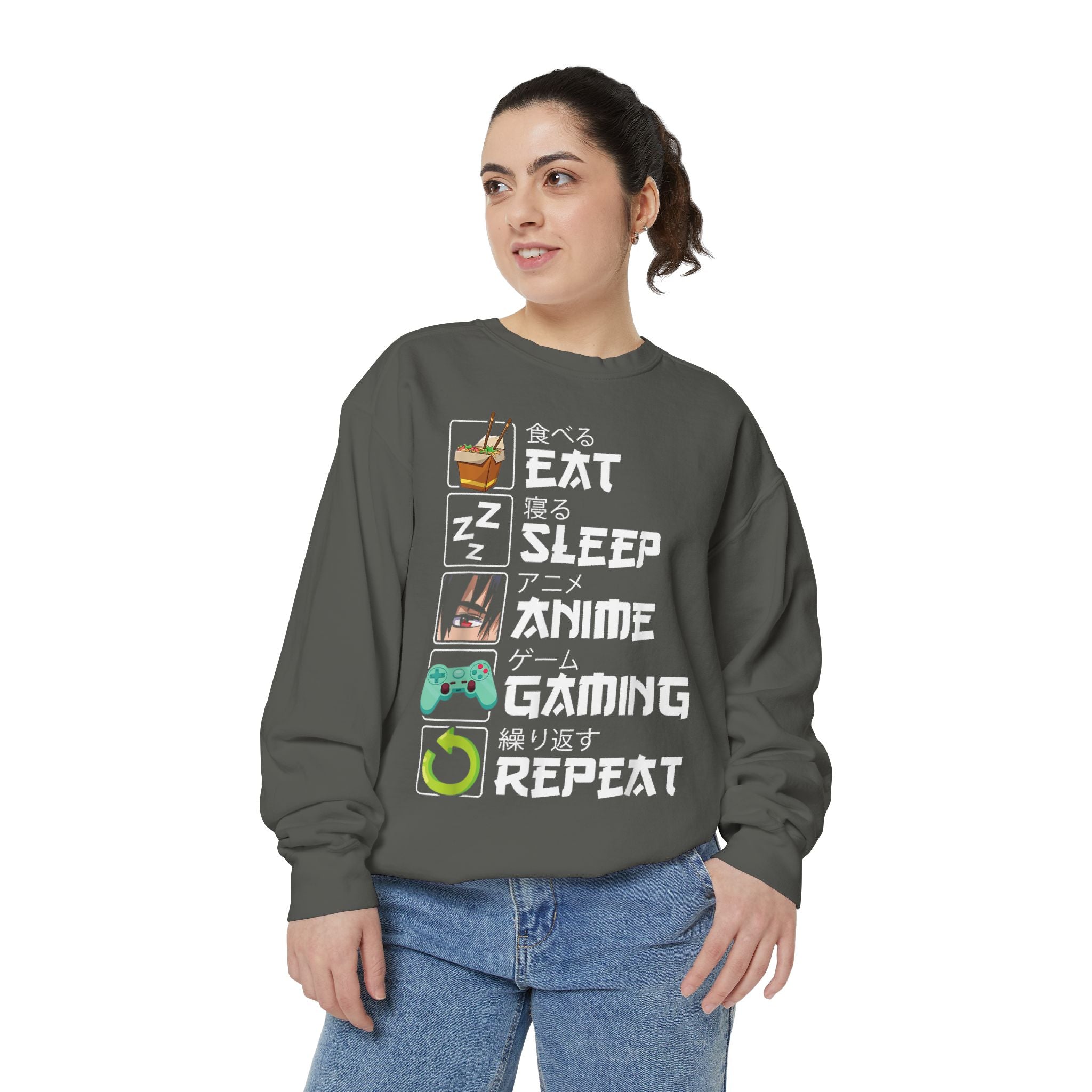 Anime Eat Sleep Anime Gaming Repeat – Funny Anime Gamer Sweatshirt
