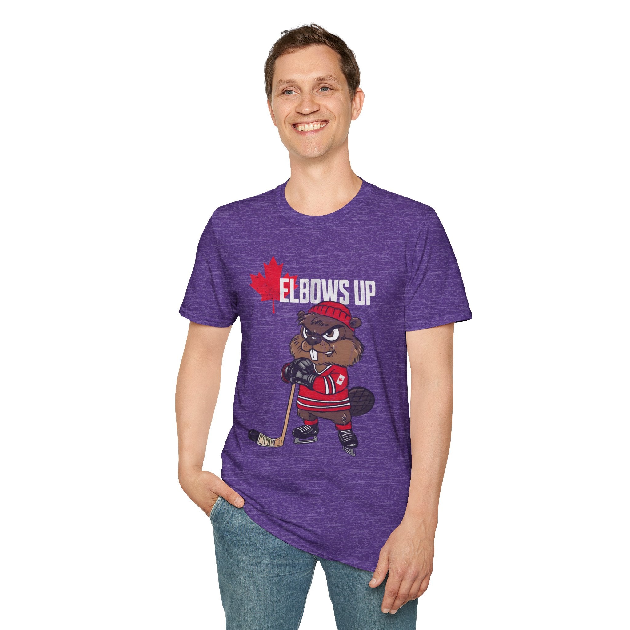 Beaver Hockey Elbows Up Canada Graphic Shirt