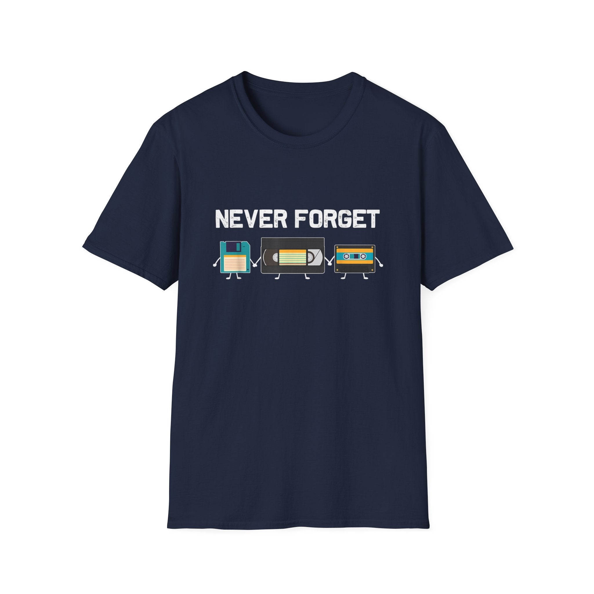 VHS Tape Cassette Floppy Disk – Never Forget Retro T-Shirt