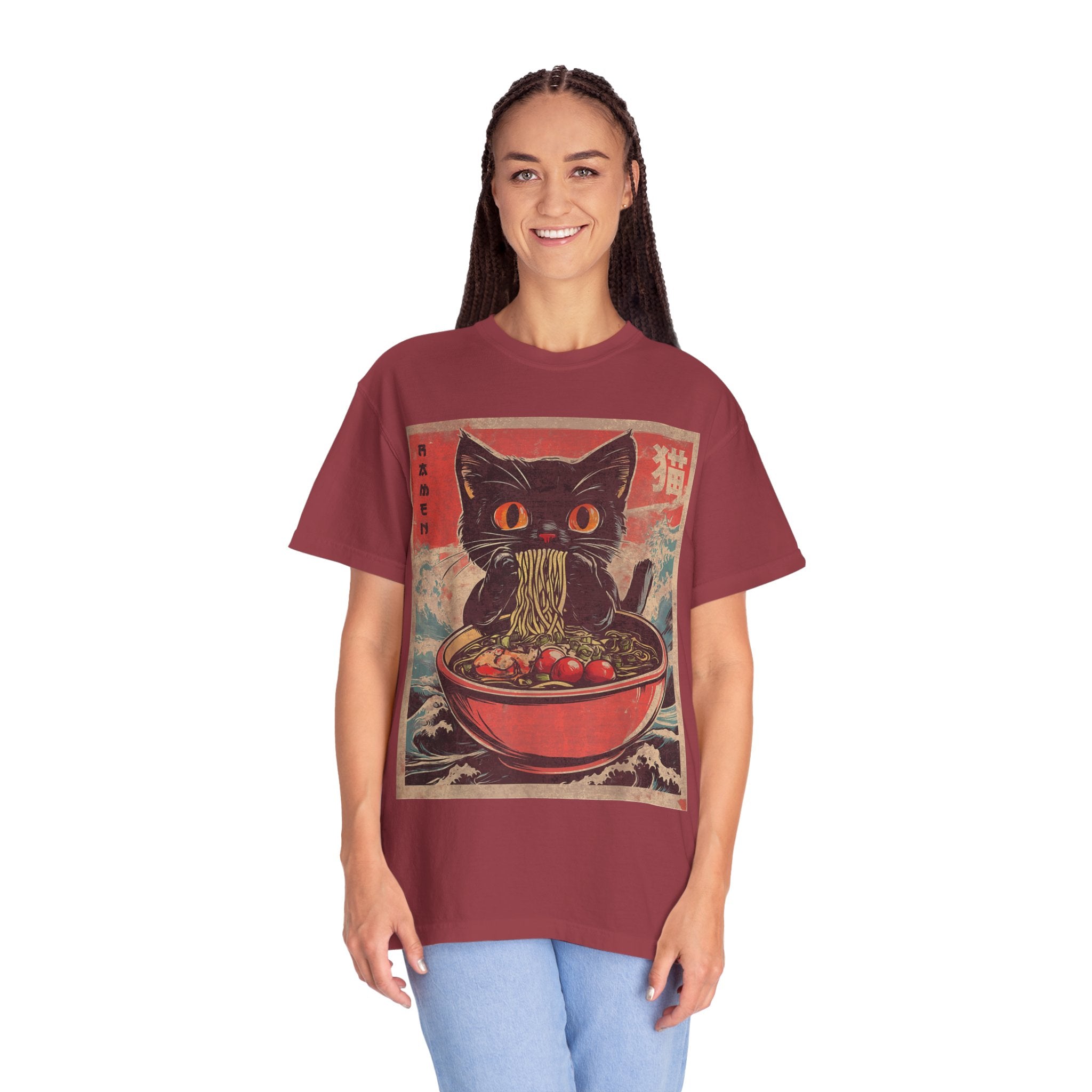 Anime Cat Eating Ramen – Japanese Kawaii Neko Food  T-shirt
