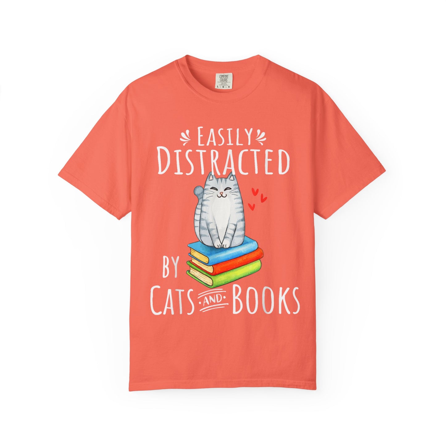 Easily Distracted by Books and Cats T-shirt