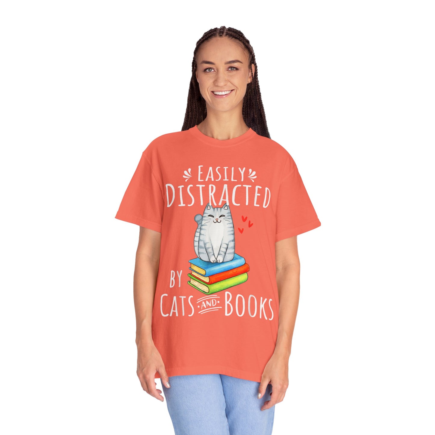 Easily Distracted by Books and Cats T-shirt