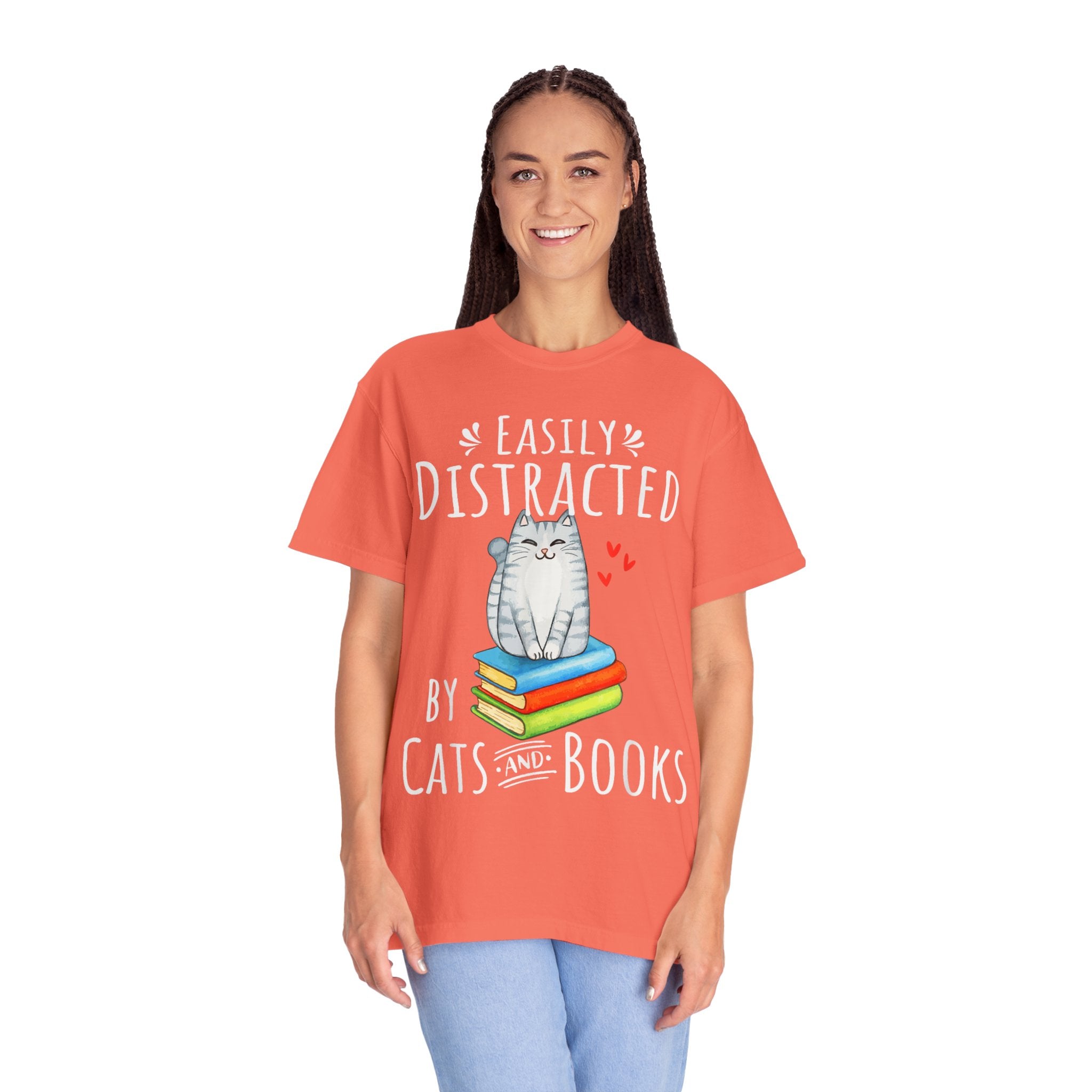 Easily Distracted by Books and Cats T-shirt