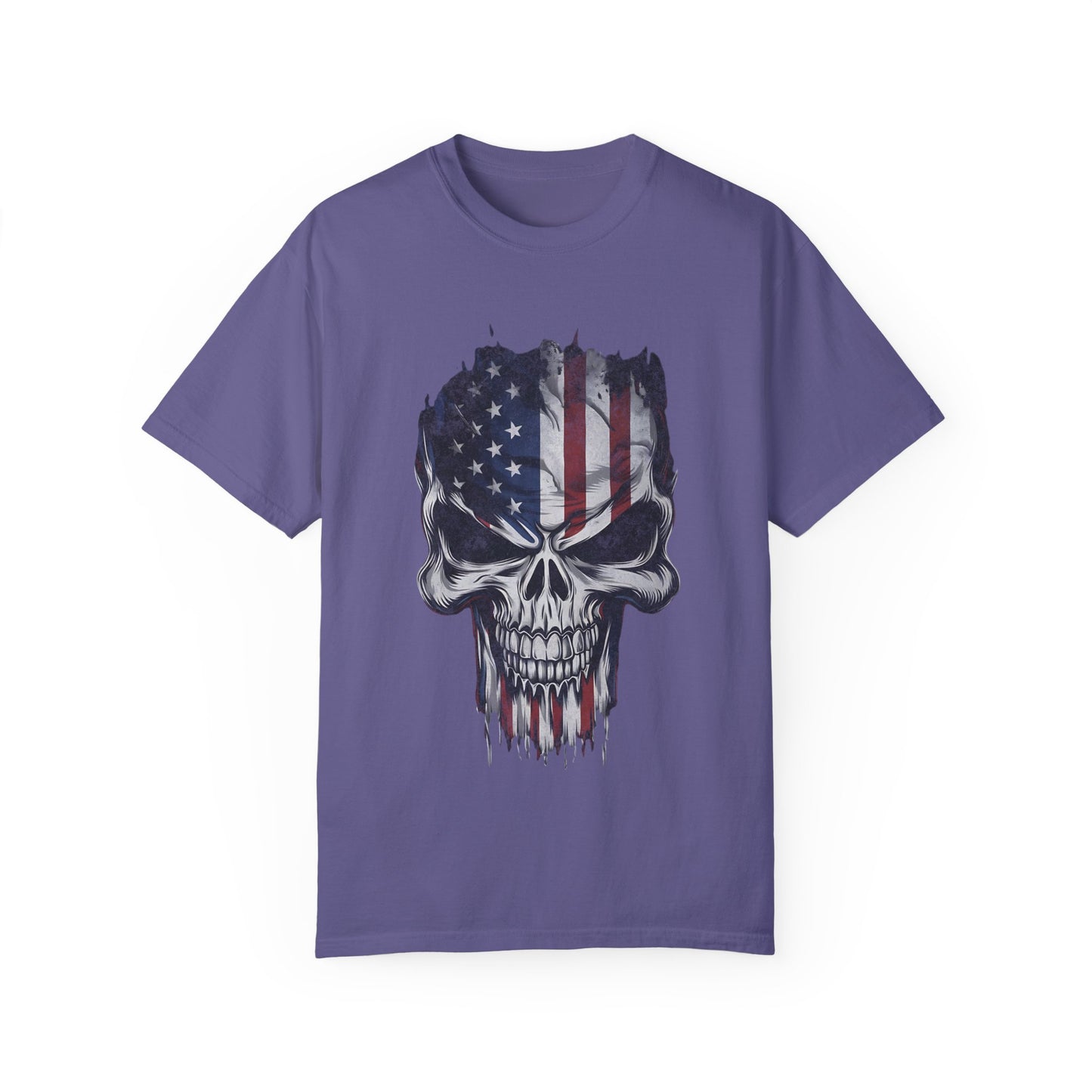 America Skull Face US Flag T-shirt