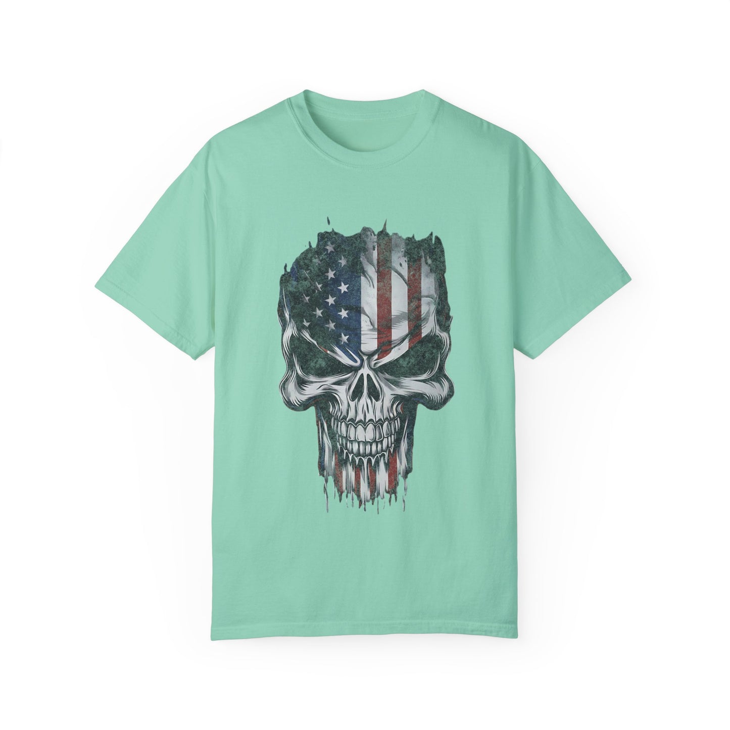 America Skull Face US Flag T-shirt