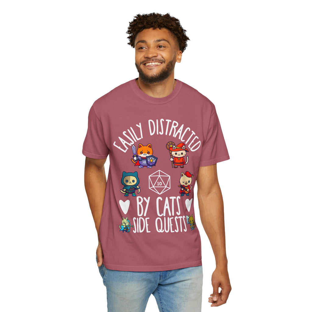 Easily Distracted by Cats and Side Quests T-shirt