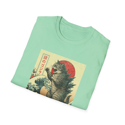 Japan Wave Landscape Catzilla Kaiju T-Shirt