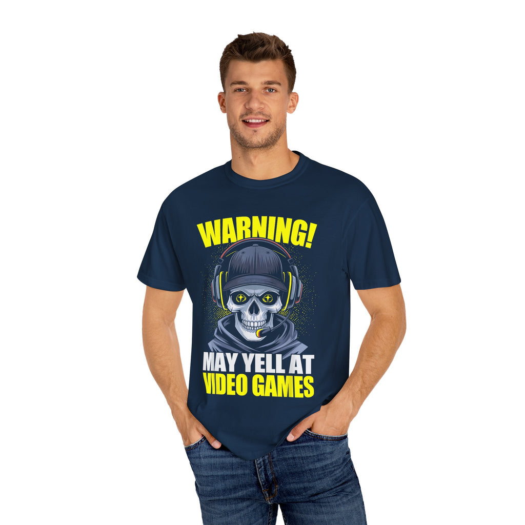 Warning: May Yell at Video Games Gamer T-shirt