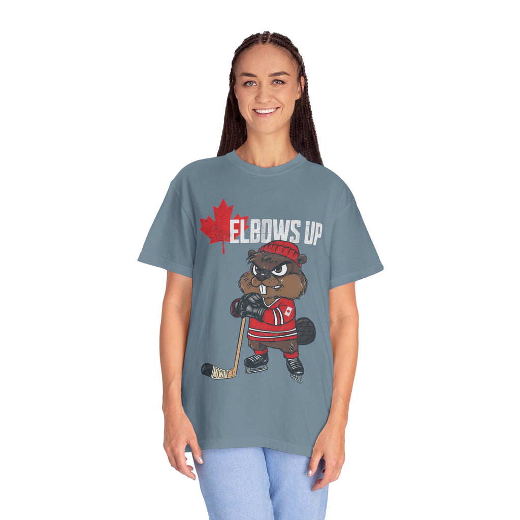Elbows Up Canada Beaver Hockey Player T-shirt