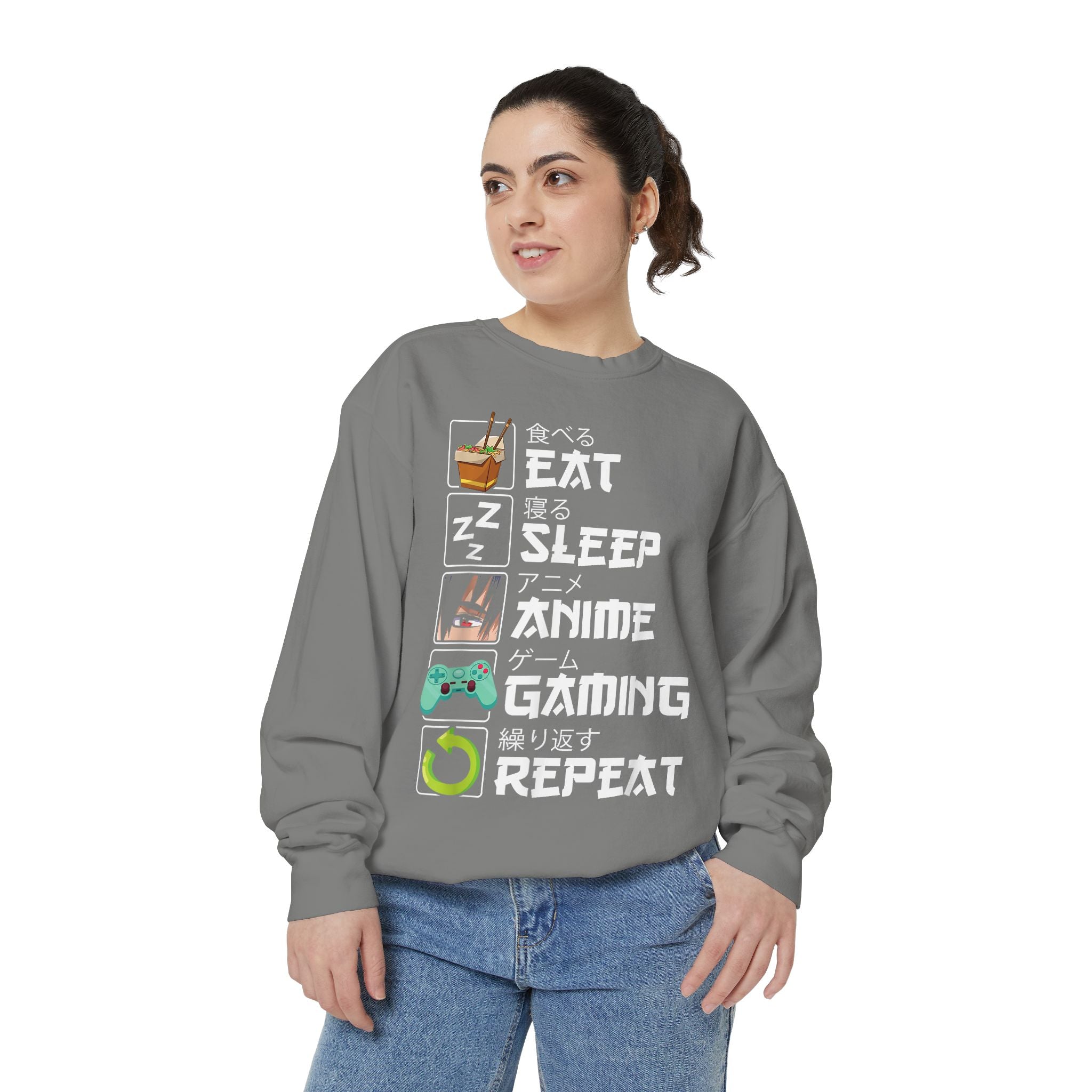 Anime Eat Sleep Anime Gaming Repeat – Funny Anime Gamer Sweatshirt