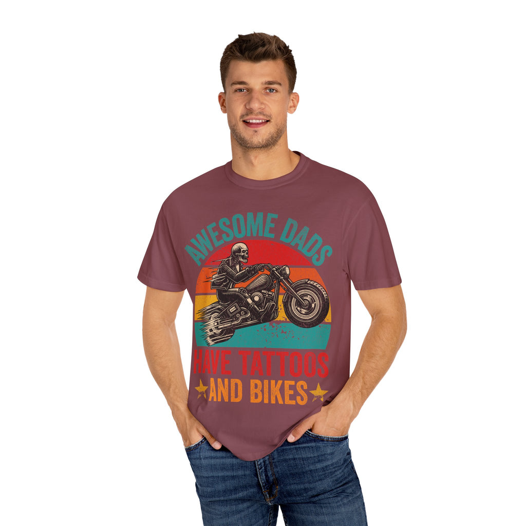 Awesome Dads Have Tattoos and Bikes – Father’s Day Biker T-shirt