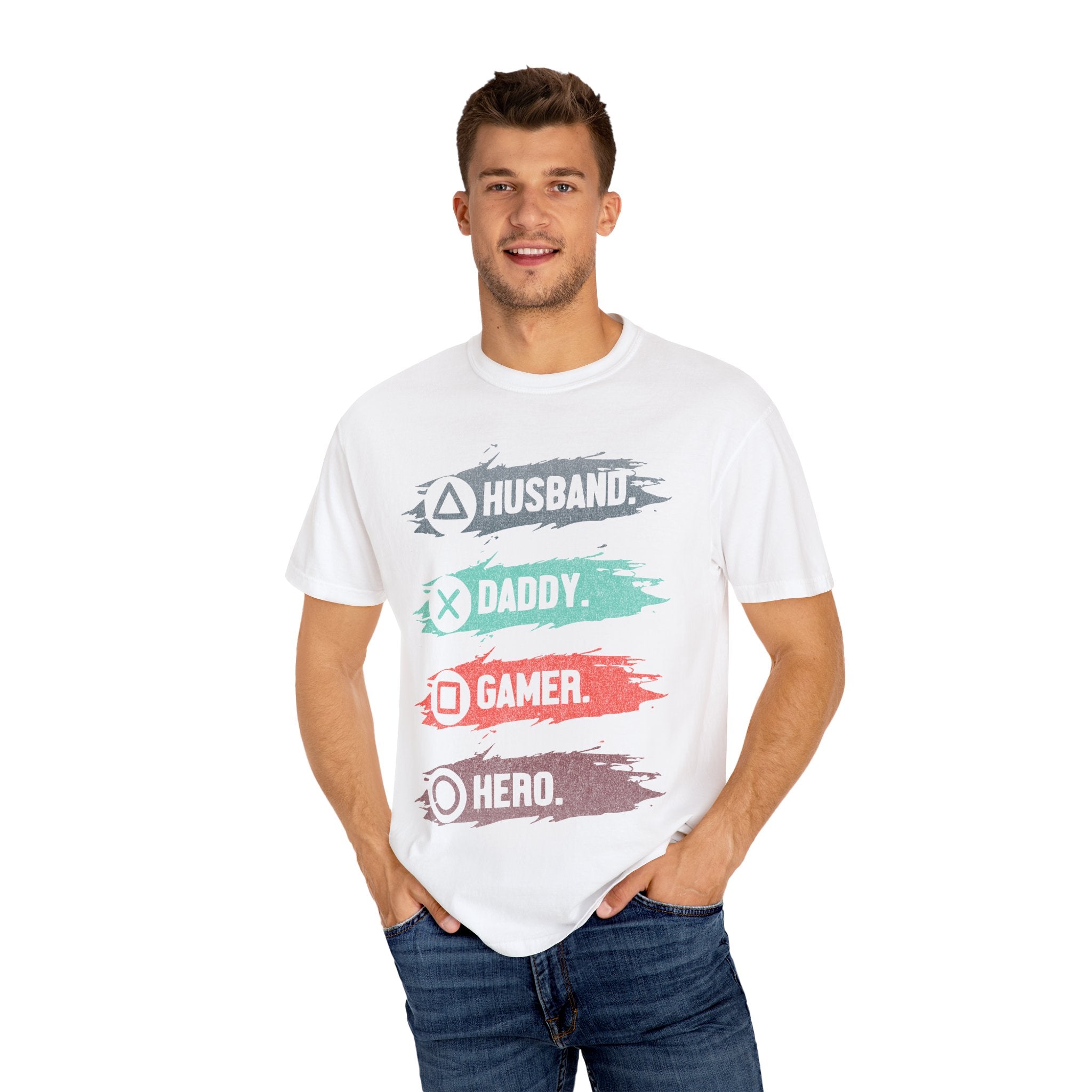 Husband Daddy Gamer Hero Funny Dad Gamer T-shirt
