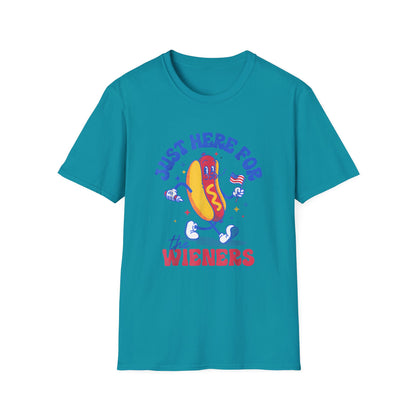 Hotdog 4th of July Just Here for the Weiners T-Shirt