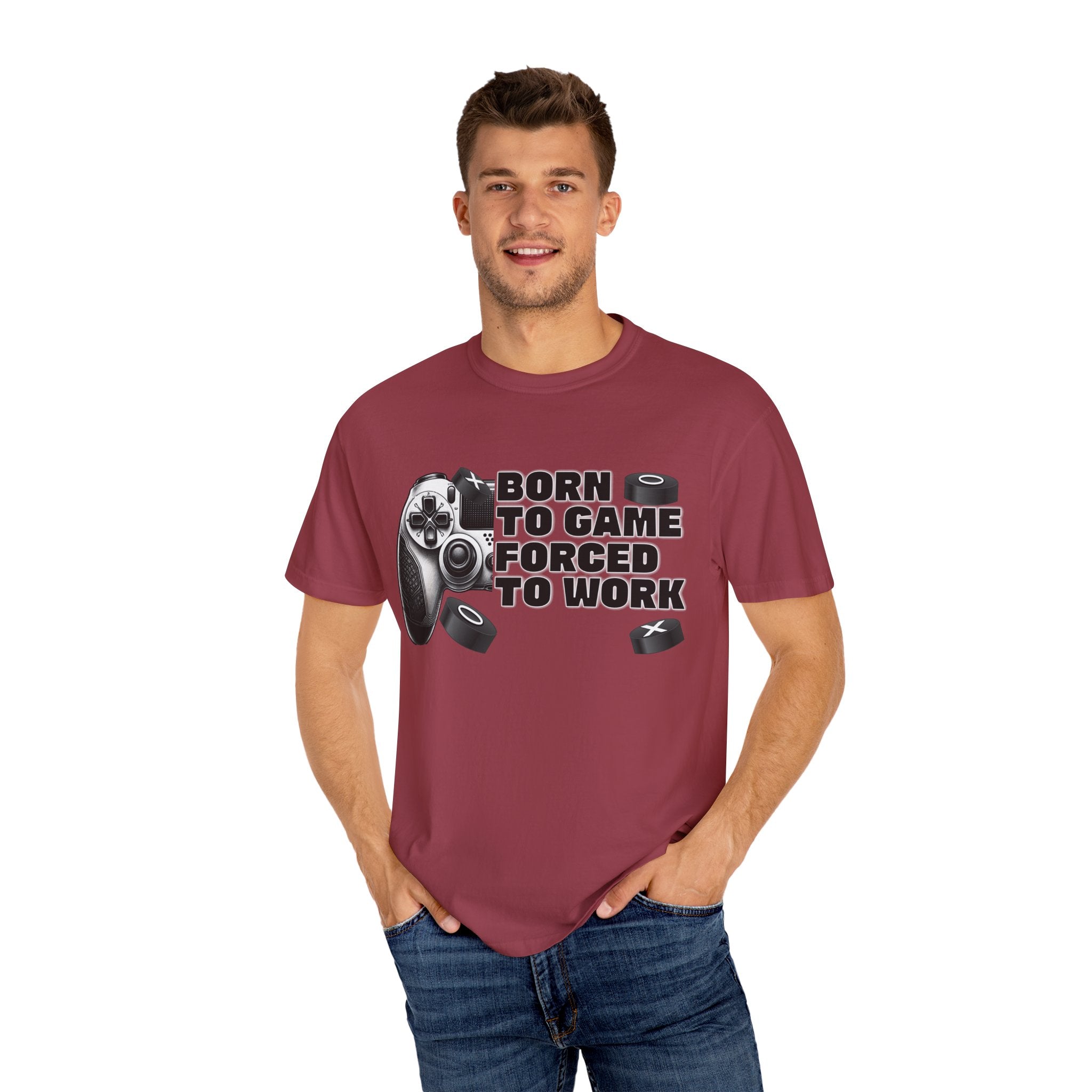 Born To Game, Forced To Work Funny Gamer T-Shirt