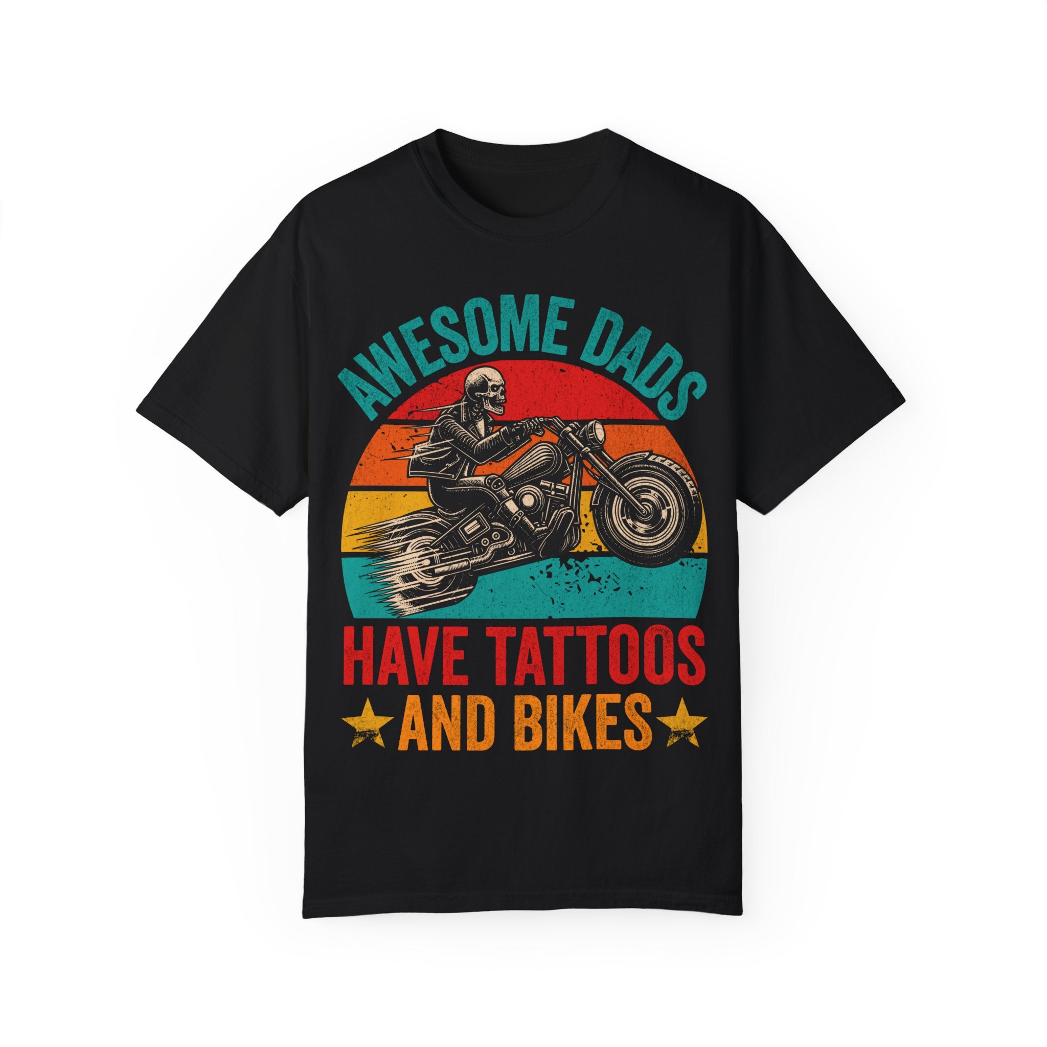 Awesome Dads Have Tattoos and Bikes – Father’s Day Biker T-shirt