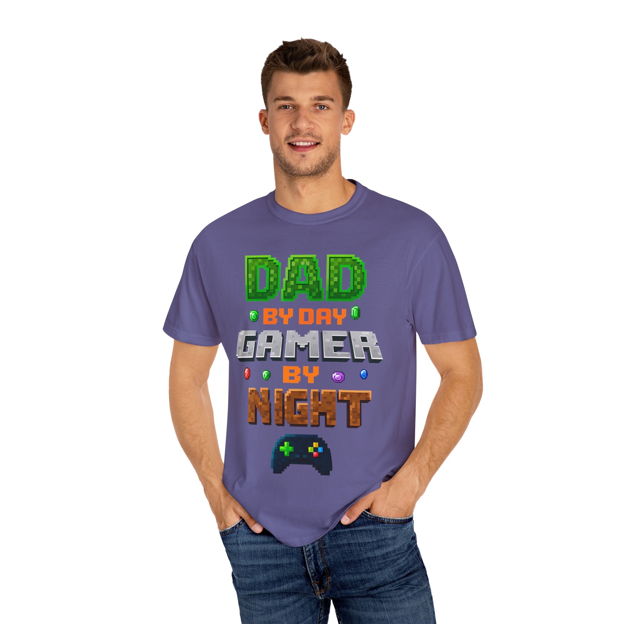 Dad By Day, Gamer By Night – Pixel Hero T-shirt